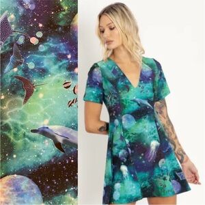 BLACKMILK Galactic Ocean EVIL V DRESS! Sea Creatures Animals Galaxy Planets NWT